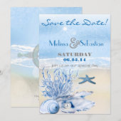 Save The Date Dream Shore Beach Mariage très bleuEnregistrer la  (Devant / Derrière)