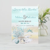 Save The Date Dream Shore Beach Mariage Turquoise Enregistrer la (Debout devant)