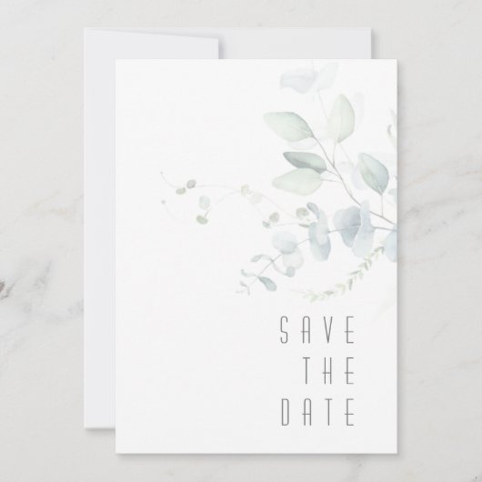 Save The Date Dreamy Greenery Mariage Green/Blue ID817 (Devant)