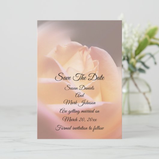 Save The Date Dreamy Yellow Rose Mariage (Debout devant)