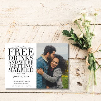Save The Date Drinks Gratuits Photo Drôle Mariage Épargnez la Da