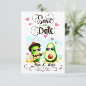 Save The Date Drôle Avocado Couple Green (Debout devant)