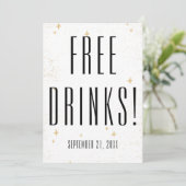 Save The Date Drôle boissons gratuites Gold Sparkle Mariage (Debout devant)