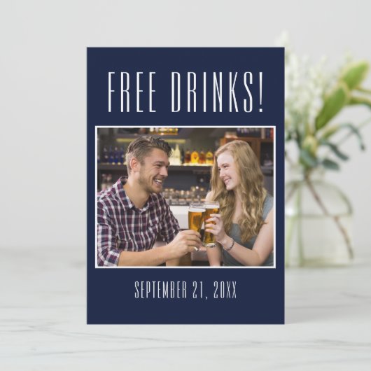 Save The Date Drôle Boissons Gratuites Photo Mariage Enregistrer (Debout devant)