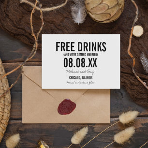 Save The Date Drôle boissons gratuites Photo Vertical Enregistre