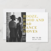 Save The Date Drôle Booze nourriture Mauvaise danse déménage Enr (Devant)