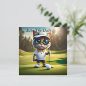 Save The Date Drôle Chat Golf Player, (Debout devant)