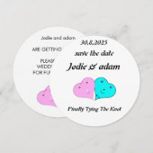 Save The Date drôle coeur de m & mrs (Devant / Derrière)