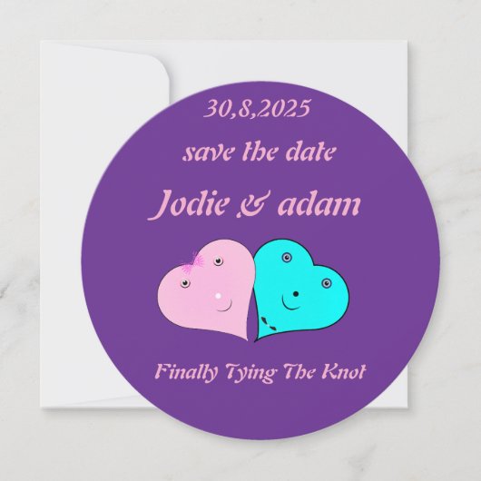 Save The Date drôle coeur de m & mrs (Devant)