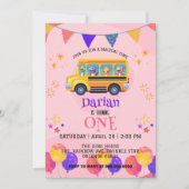 Save The Date Drôle dinosaure Retour À L'École Bus filles Annive (Devant)