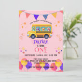 Save The Date Drôle dinosaure Retour À L'École Bus filles Annive (Debout devant)