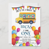 Save The Date Drôle dinosaure Retour à l'école Bus garçon Annive (Devant)