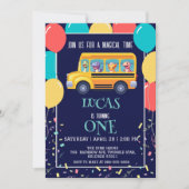 Save The Date Drôle dinosaure Retour à l'école Bus garçon Annive (Devant)