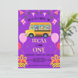 Save The Date Drôle dinosaure Retour à l'école Bus garçon enfant