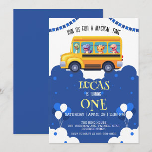 Save The Date Drôle dinosaure Retour à l'école Bus garçon enfant