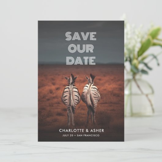 Save The Date Drôle Enregistrer La Date Animal Couple Thème (Debout devant)