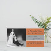 Save The Date Drôle Enregistrer la date Annonces {Orange} (Debout devant)