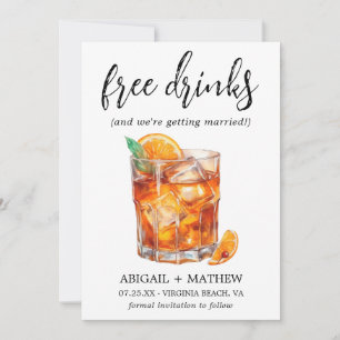 Save The Date Drôle Orange Whiskey Cocktails Boire Mariage Photo