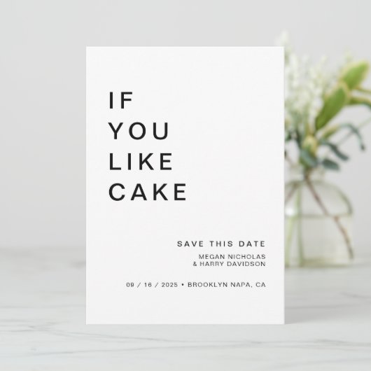Save The Date Drôle Photo Si Vous Aimez Gâteau Enregistrer Cette (Debout devant)