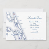 Save The Date Duck NC Map Élégant Mariage bleu marine (Devant)