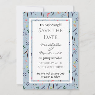 Save The Date Dusky Blue Floral PERSONNALISÉ IL SE PASSE!