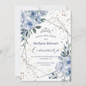 Save The Date Dusty Blue Argent Quinceañera (Devant)