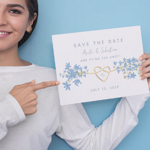 Save The Date Dusty Blue Bohemian Floral Mariage