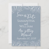 Save The Date Dusty Blue Boho Floral Mariage moderne (Devant)