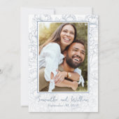 Save The Date Dusty Blue Boho Floral Mariage moderne (Dos)