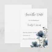 Save The Date Dusty Blue Botanical Wedding (Devant / Derrière)