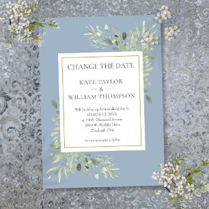 Save The Date Dusty Blue Changer la date Aquarelle Vert