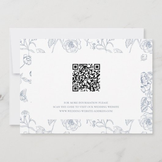 Save The Date Dusty Blue Crest Monogram Mariage QR Code (Dos)