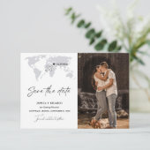 Save The Date Dusty Blue Destination Mariage Enregistrer la date (Debout devant)