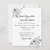 Save The Date Dusty Blue Elegant Blanc Gris Floral Mariage Coeur (Devant)