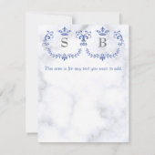 Save The Date Dusty Blue Elegant Blanc Gris Floral Mariage Coeur (Dos)