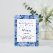 Save The Date Dusty Blue Elegant Blanc Gris Floral Mariage Coeur (Debout devant)