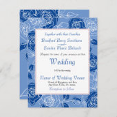 Save The Date Dusty Blue Elegant Blanc Gris Floral Mariage Coeur (Devant / Derrière)