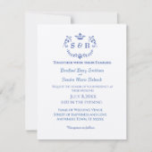 Save The Date Dusty Blue Elegant Blanc Gris Floral Mariage Coeur (Devant)
