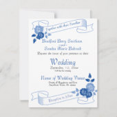 Save The Date Dusty Blue Elegant Blanc Gris Floral Mariage Coeur (Devant)