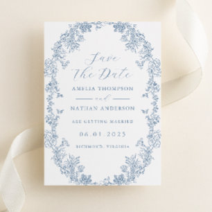 Save The Date Dusty Blue Elegant Vintage Wedding Enregistrer La 