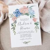 Save The Date Dusty Blue et rose Floral Garland Mariage Inviter
