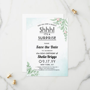 Save The Date Dusty Blue Eucalyptus 40e anniversaire