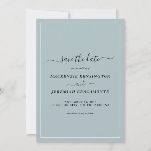 Save The Date Dusty Blue Eucalyptus Mariage Photo Enregistrer la (Dos)