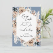 Save The Date Dusty Blue Floral Boho Mariage Photo Enregistrer l (Debout devant)