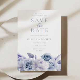 Save The Date Dusty Blue Floral Mariage
