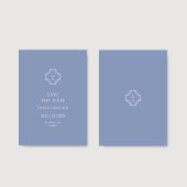 Save The Date Dusty Blue Floral Monogramme Mariage plat