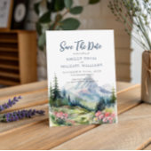 Save The Date Dusty Blue Floral Spring Mountains Mariage