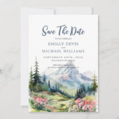Save The Date Dusty Blue Floral Spring Mountains Mariage (Devant)