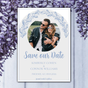 Save The Date Dusty Blue Garland Photo Enregistrer la date