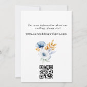 Save The Date Dusty Blue Gold Floral Arch Photo QR Code (Dos)